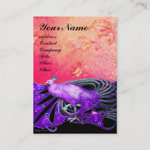 TARJETA DE VISITA ELEGANTE PAVO REAL PURPURA EN DESTELLOS FLORALES R