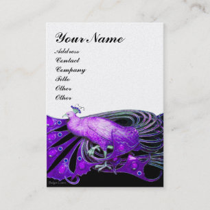 Tarjeta De Visita ELEGANTE PAVO REAL PURPURA NEGRO Perla Blanca