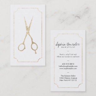 Tarjeta De Visita Elegante pelo fino tijeras de oro tijeras de moda 