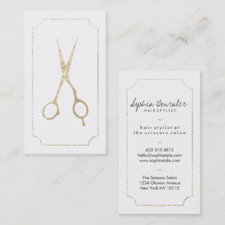 Tarjeta De Visita Elegante pelo fino tijeras de oro tijeras de moda 