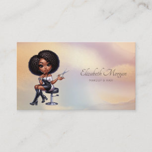 Tarjeta De Visita Elegante peluquera afroamericana Colorido