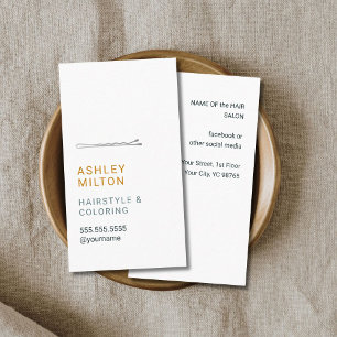 Tarjeta De Visita Elegante peluquero blanco Minimalista