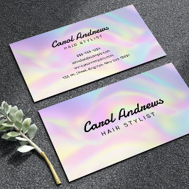 Tarjeta De Visita Elegante peluquero holográfico Pastel