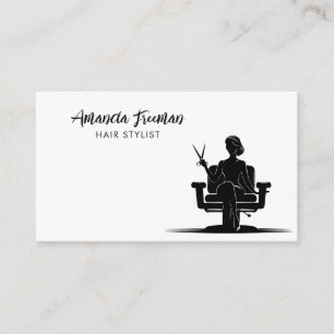 Tarjeta De Visita Elegante peluquero negro y blanco