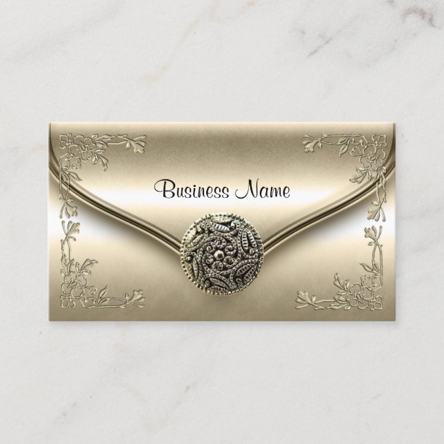 Tarjeta De Visita Elegante Perfil Clásico Negocios Sepia Cream Flora (Anverso)