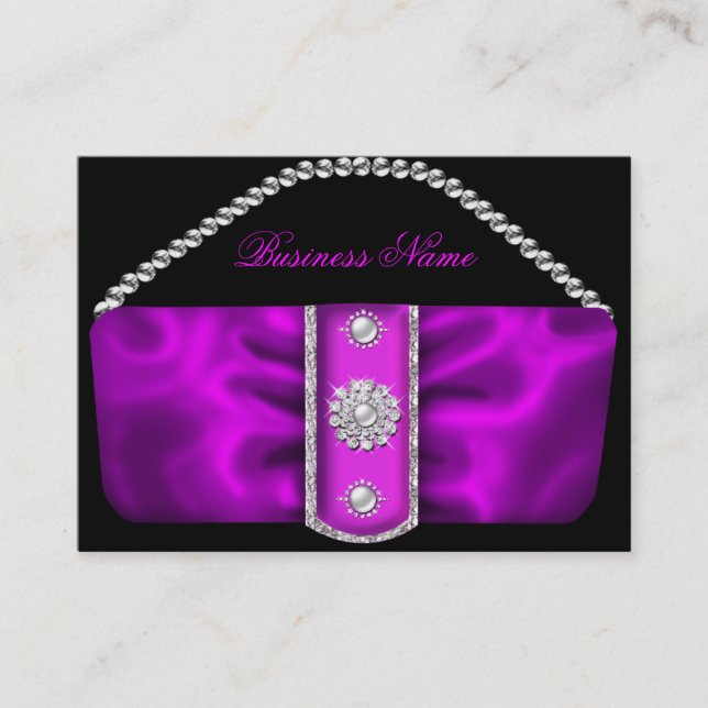 Tarjeta De Visita Elegante perfil de bolsa de plata rosa Ornate (Anverso)