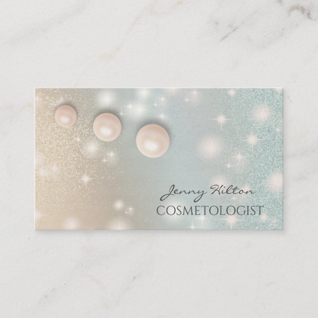 Tarjeta De Visita Elegante perla holográfica iridiscente de moda de  (Anverso)