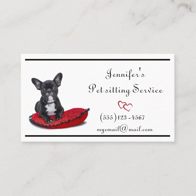 Tarjeta De Visita Elegante perro en un Mascota de almohadas sentado  (Anverso)