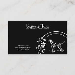Tarjeta De Visita Elegante perro floral blanco y negro dálmata