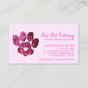 Tarjeta De Visita Elegante Perro Gato Aseo Brillo Cuidador de Mascot