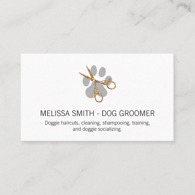 Tarjeta De Visita Elegante Perro Groomer (Anverso)