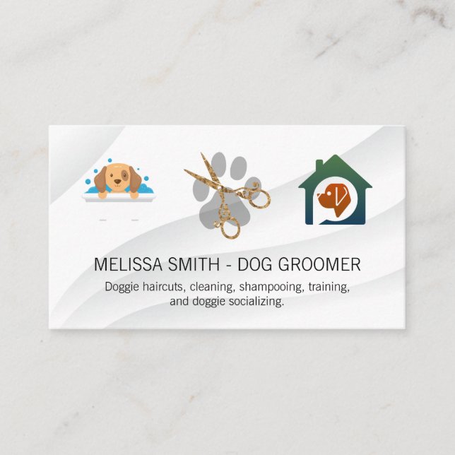 Tarjeta De Visita Elegante Perro Groomer Dog House (Anverso)