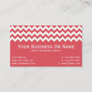 Tarjeta De Visita Elegante Persimmon Pink cálido, Chevron Blanco