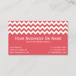Tarjeta De Visita Elegante Persimmon Pink cálido, Chevron Blanco