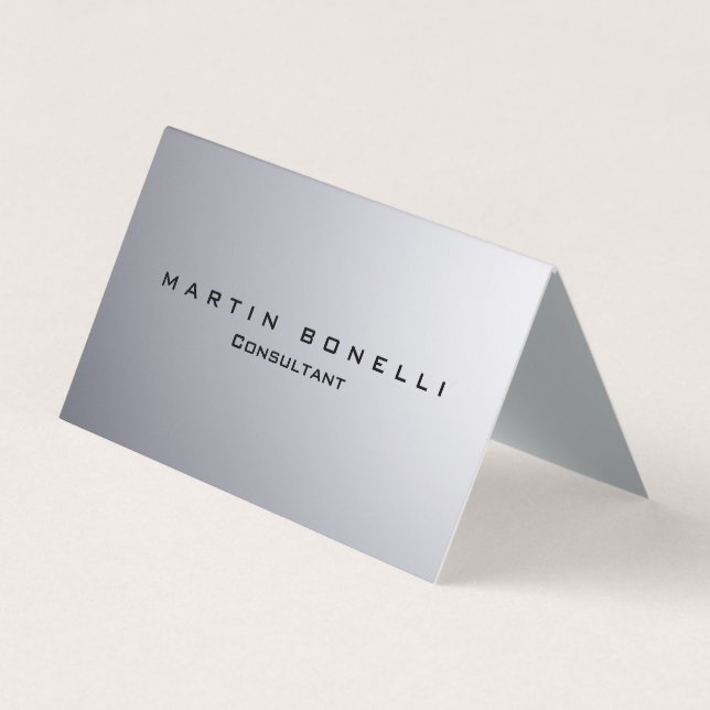 Tarjeta De Visita Elegante Personalizable plano de fondo plateado (Anverso)