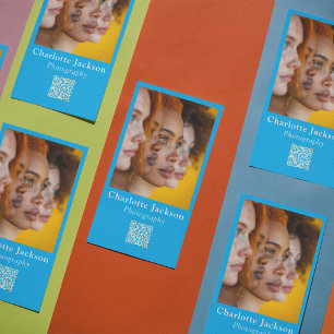 Tarjeta De Visita Elegante Personalizado azul único fotográfico y có