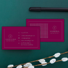 Tarjeta De Visita Elegante Personalizado de Monograma Moderno Rojo