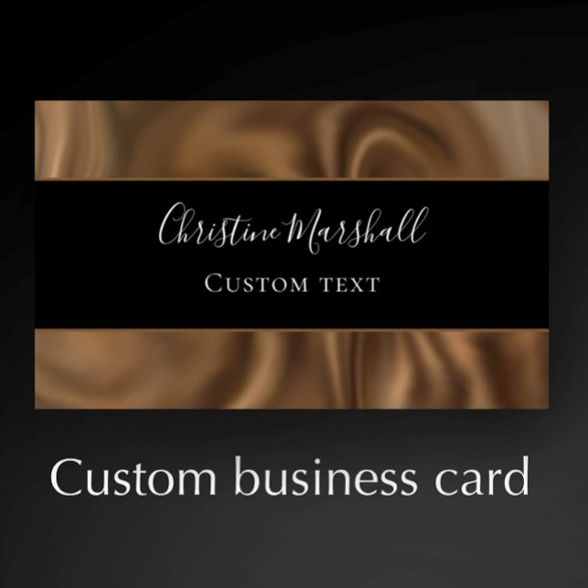 Tarjeta De Visita Elegante Personalizado de satén de cacao marrón pr (Customize the front and back of this unique silk cocoa elegant business card.)