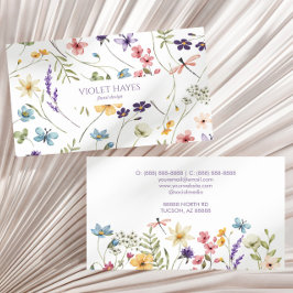 Tarjeta De Visita Elegante Personalizado Floral de Flor Silvestre