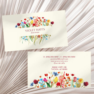 Tarjeta De Visita Elegante Personalizado Floral de Flor Silvestre