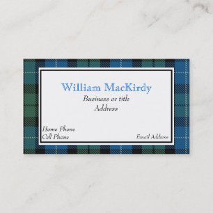 Tarjeta De Visita Elegante Personalizado MacKirdy Scottish Tartan Pl