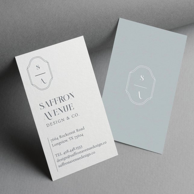 Tarjeta De Visita Elegante Personalizado minimalista Monograma Gris  (Subido por el creador)