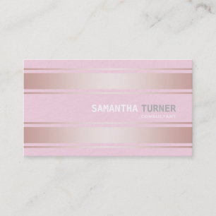 Tarjeta De Visita Elegante Personalizado profesional de franjas rosa