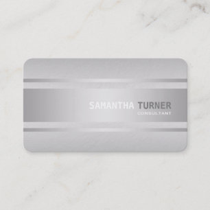 Tarjeta De Visita Elegante Personalizado profesional de Silver Faux