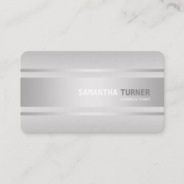 Tarjeta De Visita Elegante Personalizado profesional de Silver Faux 