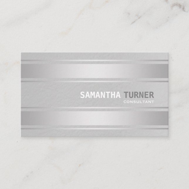 Tarjeta De Visita Elegante Personalizado profesional Silver Faux Str (Anverso)