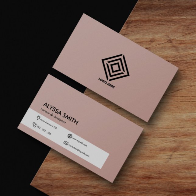 Tarjeta De Visita Elegante personalizado Rosa Simple Minimalismo Luj (Subido por el creador)