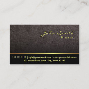 Tarjeta De Visita Elegante pianista de cuero oscuro