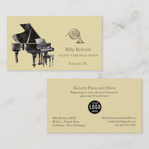 Tarjeta De Visita Elegante pianista de trompa francesa profesora de