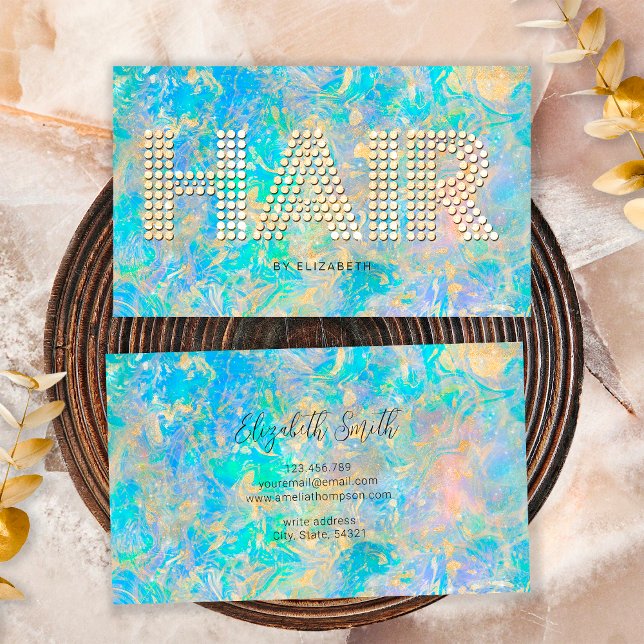 Tarjeta De Visita Elegante Piedra Óptica de Oro de Diamantes de Esti (Front and Back)