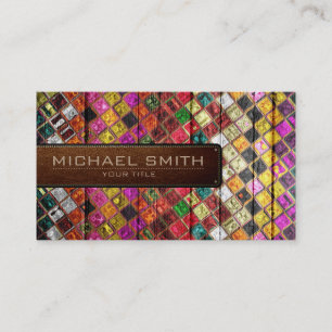 Tarjeta De Visita Elegante piel de madera de mosaico Aspecto #10