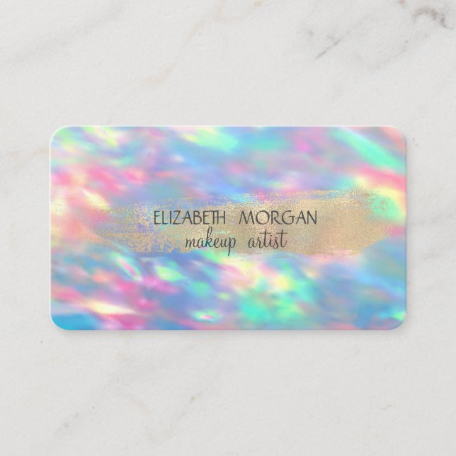 Tarjeta De Visita Elegante pincel de Relieve metalizado dorado, holo (Anverso)