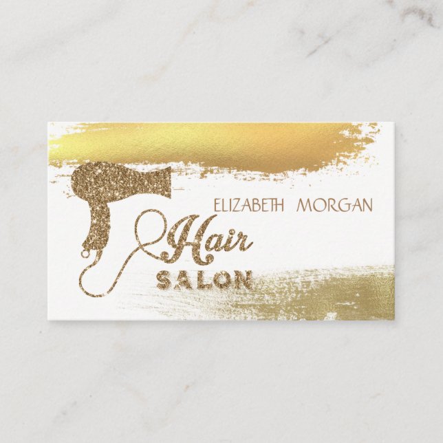 Tarjeta De Visita Elegante pincel de Relieve metalizado dorado,Secad (Anverso)