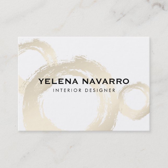 Tarjeta De Visita Elegante pinceladas con guión de monograma (Anverso)