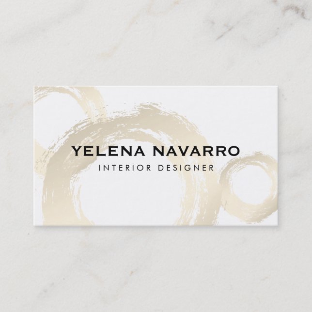 Tarjeta De Visita Elegante pinceladas con guión de monograma (Anverso)