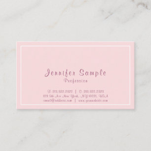 Tarjeta De Visita Elegante Pink Profesional Moderno Llanura Limpia