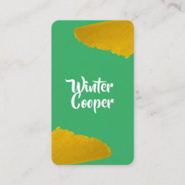 Tarjeta De Visita Elegante pintura dorada marco salpicado turquesa v