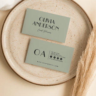 Tarjeta De Visita Elegante Pistachio Verde Neutral Boho Moda moderna