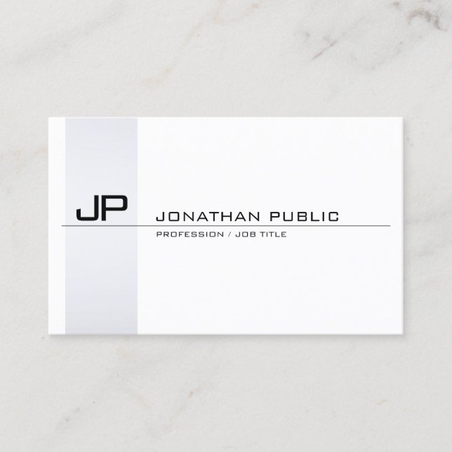 Tarjeta De Visita Elegante planicie Minimalista moderna monogramada (Anverso)