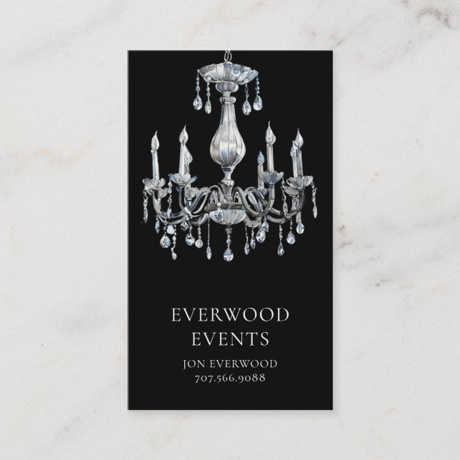 Tarjeta De Visita Elegante planificación moderna de eventos negro (Anverso)