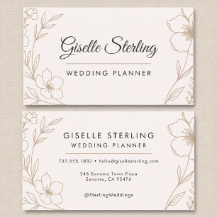 Tarjeta De Visita Elegante Planificador de Bodas Botánico Rubor Negr