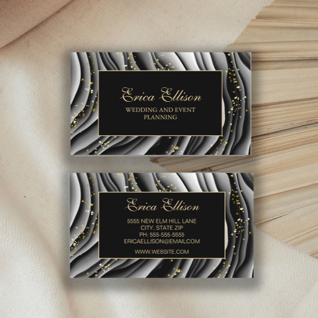 Tarjeta De Visita Elegante planificador de bodas con tinta de alcoho (Subido por el creador)
