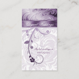 Tarjeta De Visita Elegante planificador de bodas Floral Leaf Púrpur