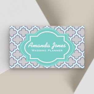 Tarjeta De Visita Elegante Planificador de Bodas Gris Verde Cuatro H