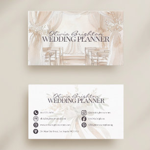 Tarjeta De Visita Elegante Planificador de Bodas Profesional Marfil