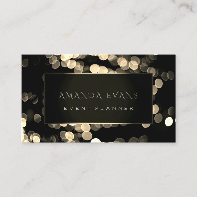 Tarjeta De Visita Elegante planificador de eventos Black Framed Gold (Anverso)